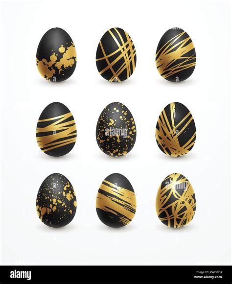 Felices Pascuas Realistas Y Negro Brillo Dorado Decorado Huevos