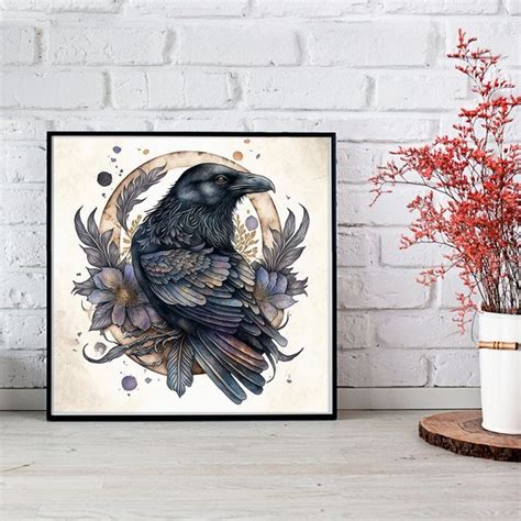 Crow Watercolor - Etsy