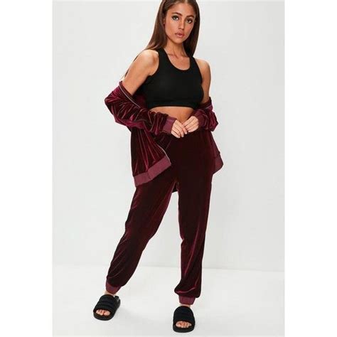 Missguided Velvet Binding Joggers €45 Liked On Polyvore Featuring