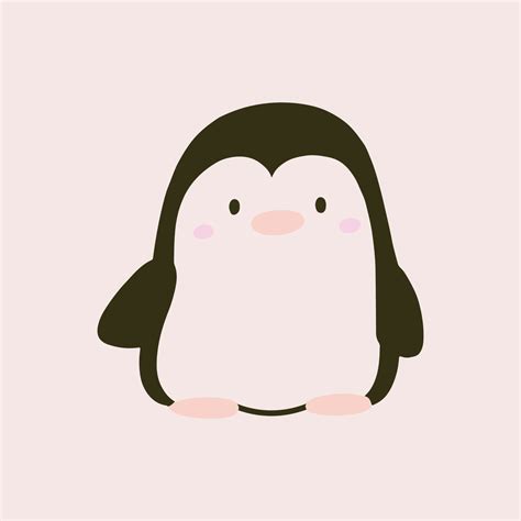 Cute Kawaii Penguin In Pastel Design Funny Cartoon For Print Or