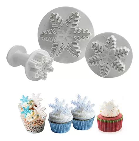 Kit Cortador Ejetor Floco De Neve Pasta Americana Biscuit