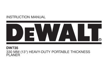 DeWALT DW735 Planer Thicknesser Instruction Manual Manualzz