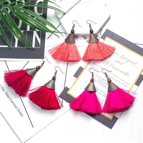 Red Tassel Earrings Keisela