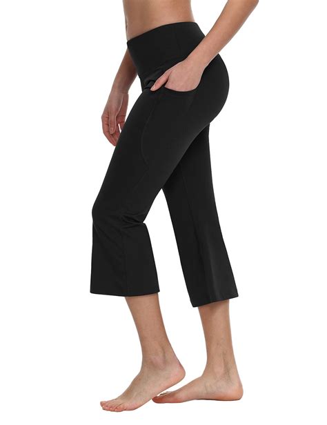 Baleaf Women Yoga Capris Flared Pants With Side Pockets 21 Black L