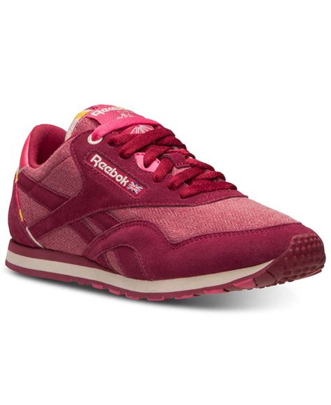 Reebok Women'S Classic Nylon Slim Jacquard Casual Sneakers From Finish Line in Pink | Lyst