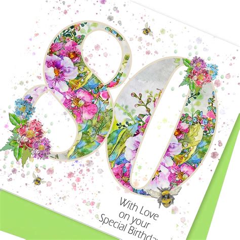 Happy 80th Birthday Card With Love On Your Special Day