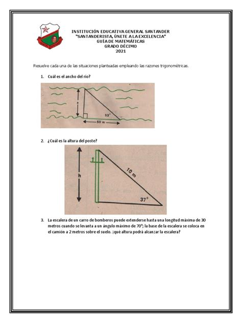 Problemas De Aplicación De Razones Trigonométricas Pdf