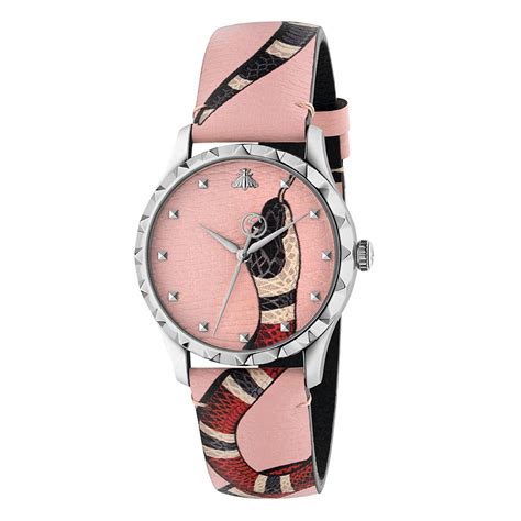 Gucci G Timeless Garden Pastel Pink Kingsnake Watch