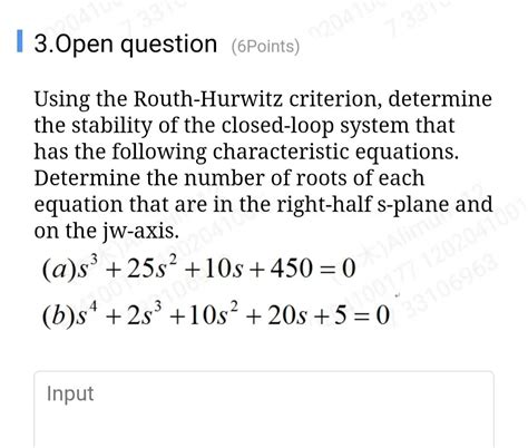 Solved Using The Routh Hurwitz Criterion Determine The Chegg