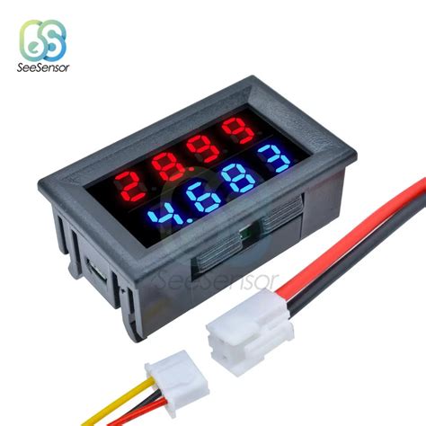 0 28 DC 0 200V 10A Digital Voltmeter Ammeter Red Blue LED Dual Display