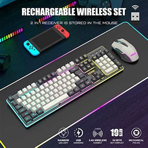 RedThunder K10 Combo de teclado y mouse inalámbricos para juegos