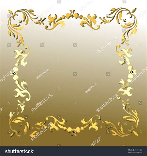 Vector Gold Floral Border On Gold 21079429 Shutterstock