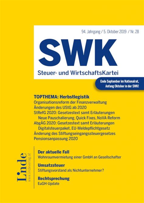 Swk Steuerreform Abgabenänderungsgesetz Neuorganisation Der