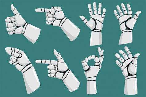 Robot Hands Vector Cartoon Set Isolated On White Background Vector