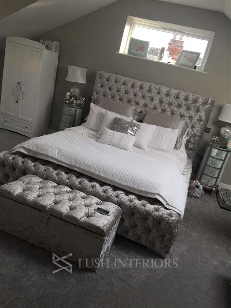 Park Lane Bed Lush Interiors Grey Bedroom Design Crushed Velvet