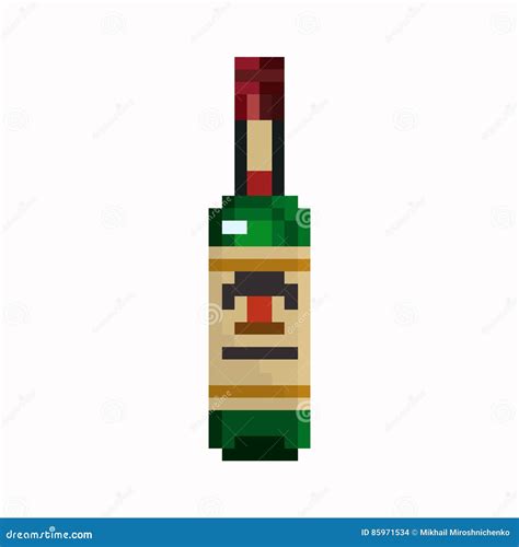 Pixel Bottle Of Whiskey Stock Vector Illustration Of Cocktail 85971534