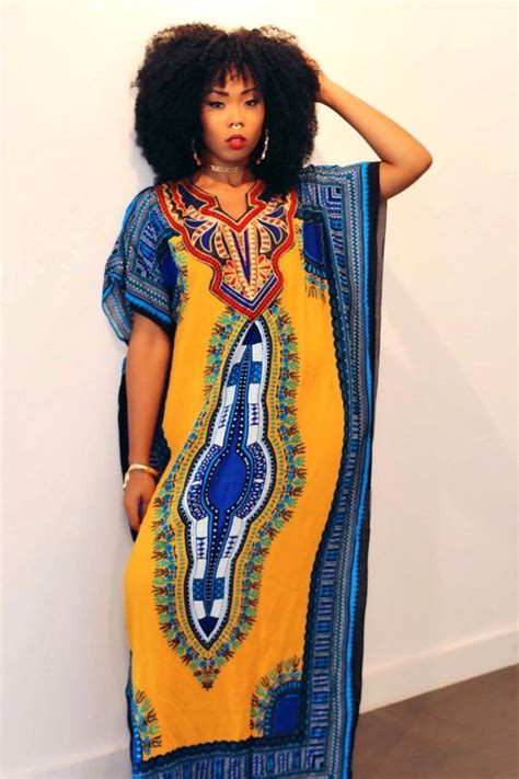 Yellow Dashiki Kaftan Dress African Inspired Clothing African Dress African Fashion