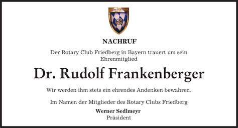 Traueranzeigen Von Rudolf Frankenberger Augsburger Allgemeine Zeitung