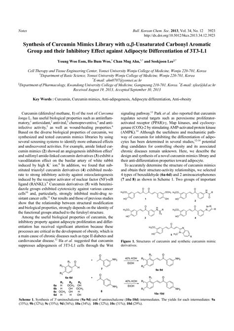 Pdf Synthesis Of Curcumin Mimics Library With Unsaturated