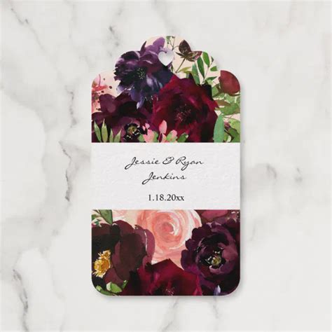 Burgundy And Blush Pink Floral Thank You Gold Foil Foil T Tags Zazzle