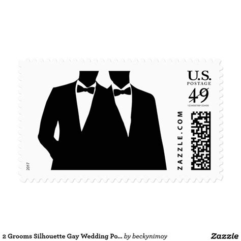 2 Grooms Silhouette Gay Wedding Postage Stamp Zazzle Wedding