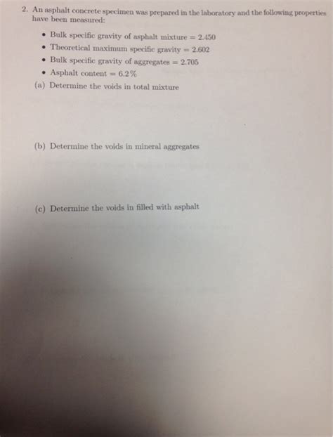 Solved An Asphalt Concrete Specimen Have Been Measured Chegg