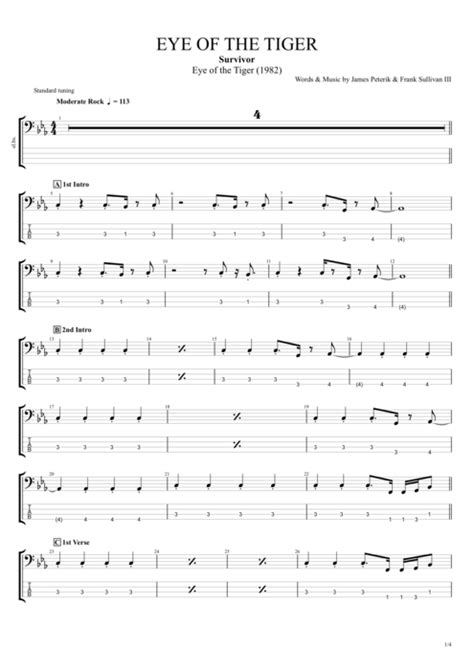 Eye Of The Tiger Tab By Survivor Guitar Pro Full Score Mysongbook