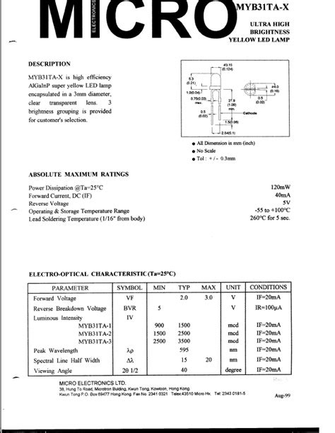 MYB31TA X Datasheet Lamp Equivalent Micro Electronics