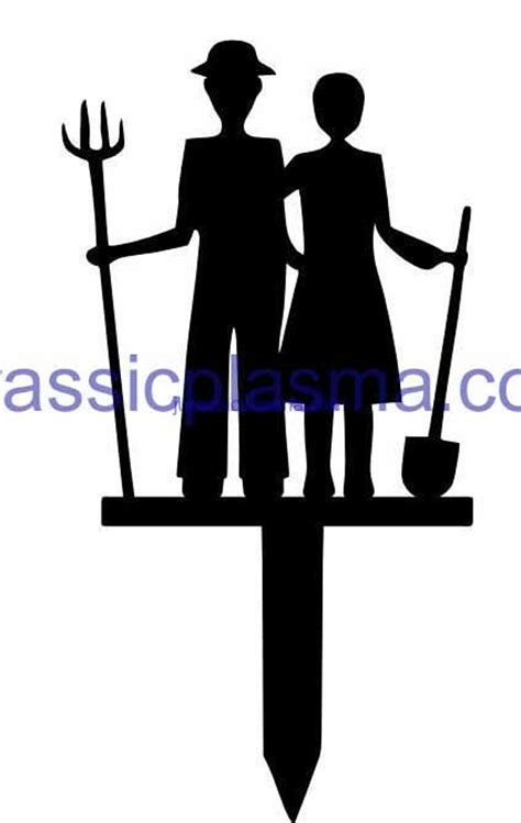 Farm Couple Garden Stake Dxf Svg File For Plasma Laser Water Etsy