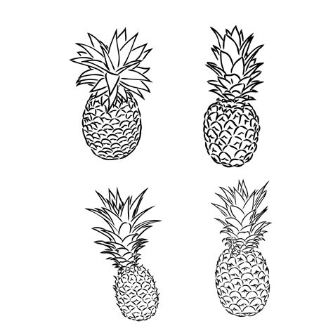 Premium Vector Image Of Pineapple Fruit Vector Black And White Illustration