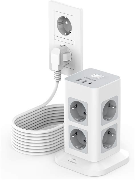 TESSAN Presa Multipla Con USB 11 In 1 Ciabatta Con 8 Prese E 3 USB