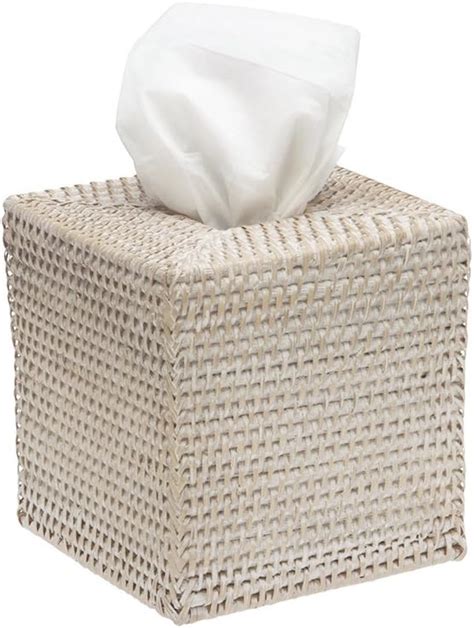 Kouboo Square Rattan Tissue Box Cover White Wash Amazon Ca Tools