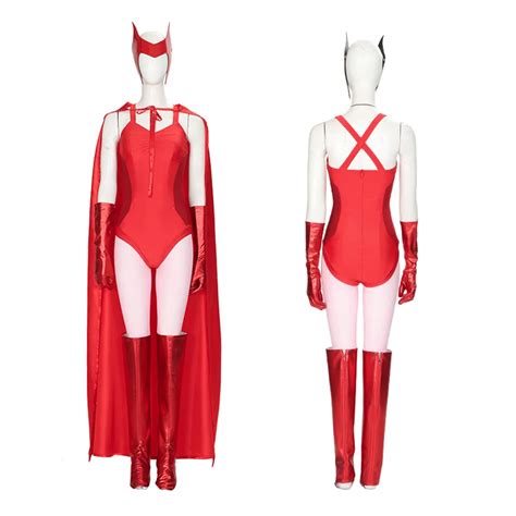 Wanda Vision Cosplay Scarlet Witch Wanda Maximoff Cosplay Costume Women Sexy Jumpsuit Halloween