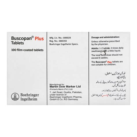 Buy Martin Dow Buscopan Plus Tablet, 1-Strip Online at Best Price in Pakistan - Naheed.pk