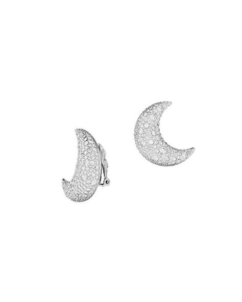 Swarovski Luna Rhodium Plated And Crystal Moon Drop Earrings In White Lyst