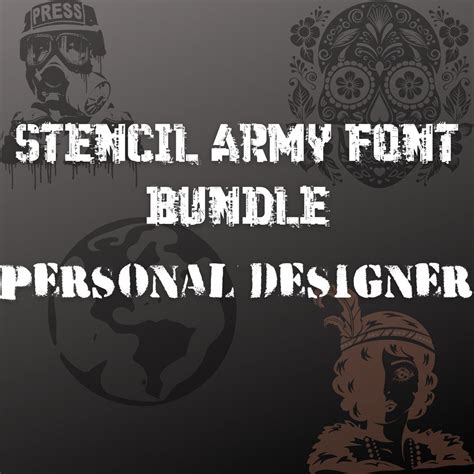 Stencil Font Bundle Ttf Military Font Army Font Military Stencil Font