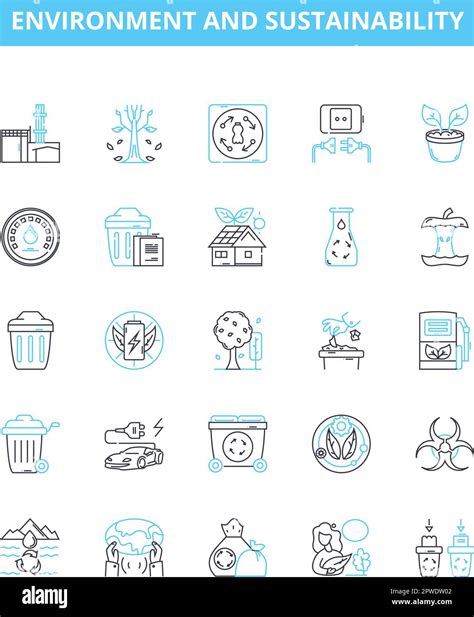 Environment And Sustainability Vector Line Icons Set Environment Sustainability Ecology