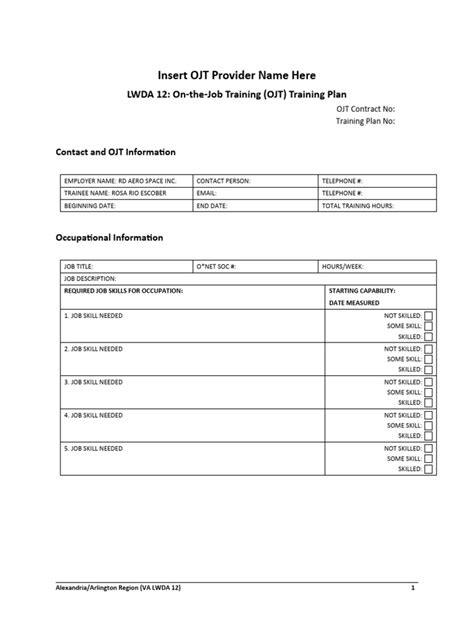 Ojt Training Plan Pdf