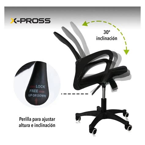 Silla De Escritorio X Pross Color Negro Para Oficina Ergonómica