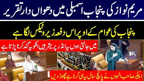 Maryam Nawaz S Smoky Speech In The Punjab Assembly Newstv Maryam