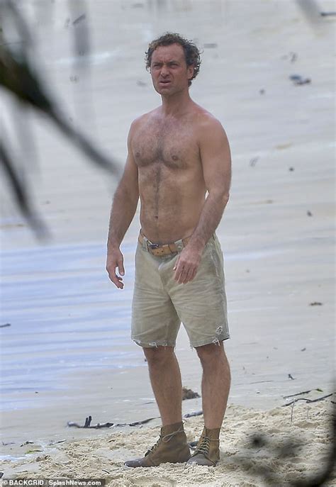 Shirtless Jude Law Shows Off His Ripped Physique As He Joins Co Stars