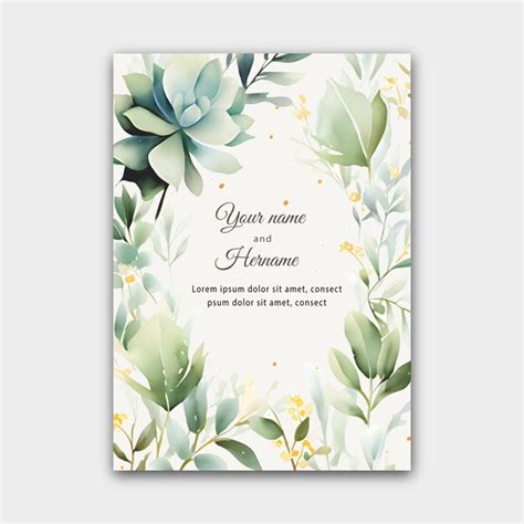 Elegante Plantilla De Invitaci N Floral De Boda Con Hojas Verdes Suaves