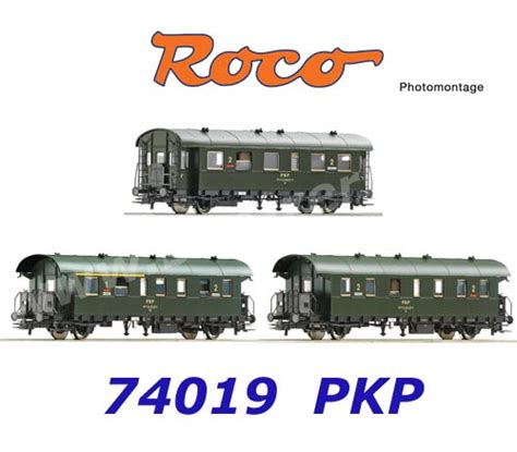 74019 Roco Set Of Three Passenger Coaches Of The PKP Trains H0 1