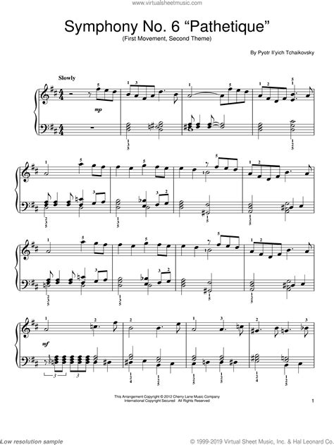 Tchaikovsky Symphony No In B Minor Pathetique Sheet Music For