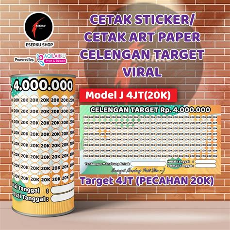 Jual Viral Cetak Sticker Celengan Target Tabungan Ukuran Medium Khusus