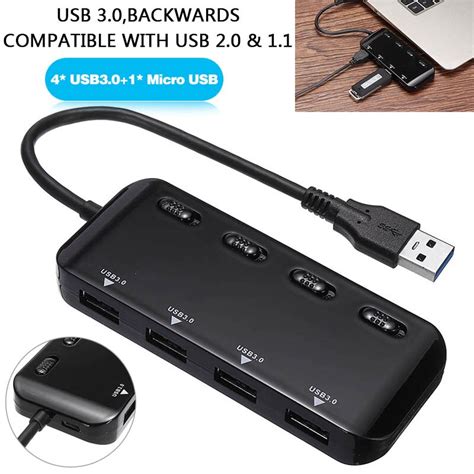 Concentrador De Red Usb 30 Para Pc Expansor De 4 Puertos Adaptador