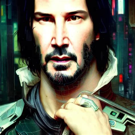 Full Portrait Of Cyberpunk Keanu Reeves Sci Fi D Stable