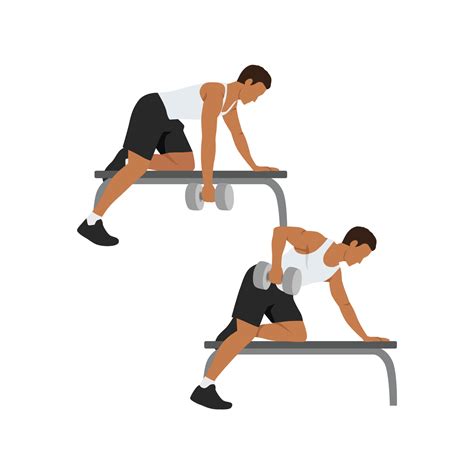 Man Doing Single Arm Bent Over Row Exercise Flat Vector Illustration