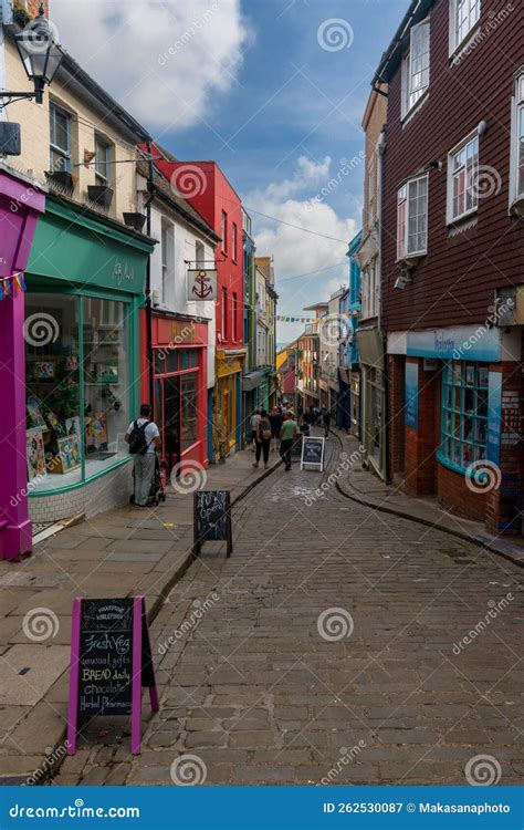 Colorful City Buildings In Downtown Folkestone Editorial Photography