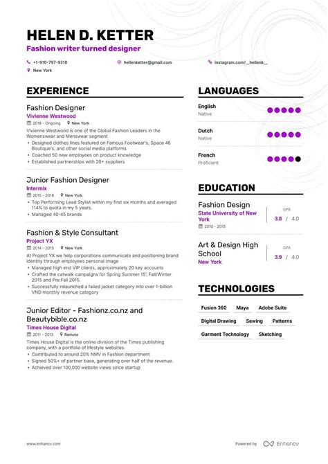 11 Bold And Beautiful Fashion Designer Resume Samples And Examples